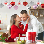 Heart Ornaments for Valentines Day Decorations, Hanging Ornaments for Christmas Tree, 30 Pcs Heart Shaped Ornaments for Home Decorations, Valentines Decor, 7 Styles