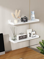 Floating Shelves for Wall, Shelves for Decor Storage Set of 6, Wall Mounted Wood Shelf for Bedroom, Living Room, Bathroom, Kitchen,Long Picture Ledge Shelves. (White)