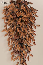 Decorative Teardrop Swag for Front Door, Artificial Wall Swags with Pine Cones for Home Porch Wall Window Halloween Christmas Indoor Outdoor Decor