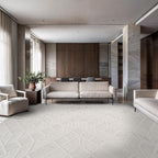 Modern Micro Loop Indoor Area Rugs for Living Room Bedroom Kitchen Geometric Square White 5x7 Luxury Durable Low and High Pile Non-Shedding Stain Resistant Soft Area Carpet 5 x 7