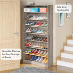 Tribesigns 2PCS Shoe Cabinet, 9 Tiers 40-45 Pairs Heavy Duty Wood Freestanding Shoe Storage Cabinet, 70.8'' Tall Shoe Cabinet with Open Storage for Entryway (Beige Gray)