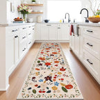 U'Artlines 2' x 10' Colorful Floral Runner Rug for Hallways Kitchen Rugs Soft Non Slip Washable Floor Carpet Runners for Entryway Laundry Room Bathroom Beige