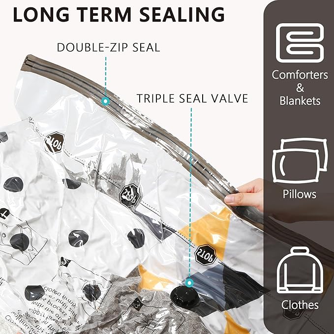 Travel Vacuum Storage Bags with Electric Pump, Space Saver Seal Compression Packing Bags for Clothing Bedding Comforters Blankets Pillows Clothes, 10 Jumbo