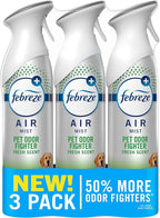 Febreze Air Mist, Air Freshener Spray, Odor Fighting Room Spray, Deodorizer for Home Bathroom Kitchen Apartment, Pet Odor Fighter Fresh Scent, 8.1oz (Pack of 3)