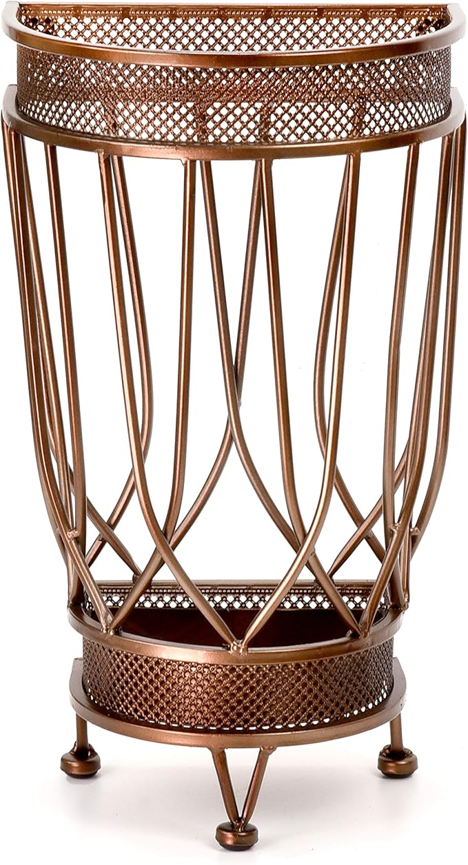 Dualplex Super Quality Umbrella Stand, Umbrella Holder, Antique Look Metal Entry Hallway Décor, Wallside Style w/Removable Drip Tray Home Office Decoration Rack Holds Umbrellas Canes Walking Stick