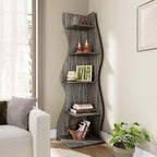 LITTLE TREE 70-Inch Corner Shelf, Seaweed Shaped Etagere Display Bookshelf, Freestanding 5-Tier Wall Shelves for Small Spaces, Living Room, Bedroom, Grey, 2 Pack