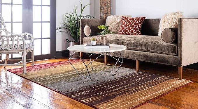 Unique Loom Barista Collection Area Rug - Mundo Nova (2' 2" x 3' 1" Rectangle, Beige/ Blue)