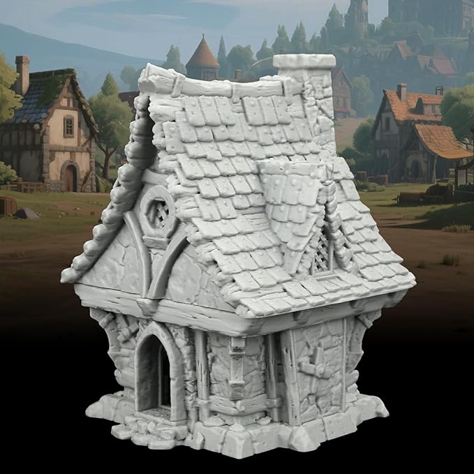 Medieval Blacksmith Shop TTRPG Buildings – 25mm Scale Unpainted RPG Terrain Set for Dungeons and Dragons, Scenario Pieces for Wargame & Role Playing – Medieval Village E AF1124E