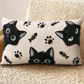 Embroidered Lumbar Pillow Cover 20x12 Inch - Spring Summer Boho Decorative Pillow Cover with Zipper for Living Room Couch Sofa Bed Aesthetic Design Cat Bone Cushion Pillowcase