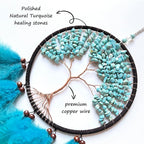 Dream Catchers, Dream Catcher Tree of Life Wall Decor, with Natural Healing Crystal Stone, Perfect Turquoise Handmade Dreamlike Dream Catcher for Bedroom Art Craft Gift