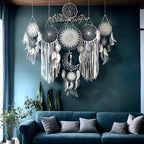 Dream Catcher Wall Decor,Large Boho Dream Catcher with Luxurious Feathers & Beads, Handmade Wall Hanging for Bedroom,Living Room, Gift Ready for Girls & Adults (Gray)