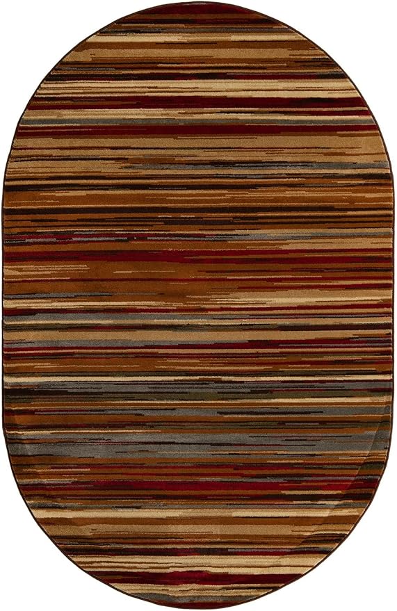 Unique Loom Barista Collection Area Rug - Icatu (5' 3" x 8' Oval, Beige/Brown)