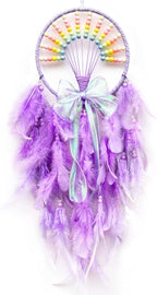 Dream Catchers for Kids Rainbow Wall Decor,Purple Dream Catcher,Pretty Jolly Feather Dream Catchers Baby Dreamcatcher for Girls Bedroom Dorm Room Wall Hanging Birthday Festival Craft Gift