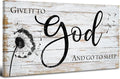 Give it to god and go to sleep Sign Wall Art Christian Bible Verses Wall Decor for Master Bedroom Dandelion Picture Canvas Rustic Religious Poster Painting Retro Quotes Artwork Home Decoration 24x48”