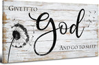 Give it to god and go to sleep Sign Wall Art Christian Bible Verses Wall Decor for Master Bedroom Dandelion Picture Canvas Rustic Religious Poster Painting Retro Quotes Artwork Home Decoration 24x48”