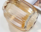 Large Amber Glass Vase for Flowers Ribbed Tall Gold Floor Vase 8.0" Decorative Vases for Home Table Centerpieces Flowers Decor and Farmhouse(Brown 8.0in)