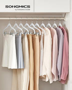 SONGMICS 20-Pack Pants Hangers, 16.7-Inch Long Velvet Hanger with Adjustable Clips, Heavy-Duty, Non-Slip Skirt Hangers, Space-Saving for Pants, Skirts, Coats, Dresses, White UCRF012W20