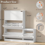 Shoe Cabinet with Bench and 3 Flip Drawers, Slim Narrow Shoe Storage Cabinet, Freestanding Shoe Rack Organizer with Adjustable & Removable Shelves, Anti-Tip for Entryway, Hallway, Foyer