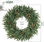 Olive Wreaths for Front Door 26 Inch, Artificial Waterproof Green Lush Olive Branch Wreath with Berry for Home Outdoor Indoor Farmhouse Window Spring Summer All Seasons Year Round