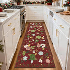 U'Artlines 2'x6' Red Christmas Runner Rug for Hallways Kitchen,Colorful Floral Soft Non Slip Washable Floor Carpet Runners for Entryway Laundry Room Bathroom (Red)