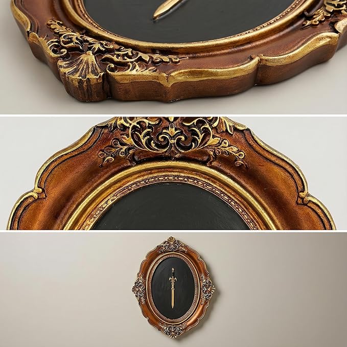 Juedawyal Baroque Sword Wall Sculpture, Gothic Wall Decor, Resin Vintage Wall Accent, Antique Oval Aesthetic Room Decor for Hallway Living Room Entryway Gallery Wall