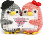 WenmthG Penguin Couple Crochet Gift – Handmade Knitted Penguin Lovers – Engagement Wedding for Couples, Husband Wife, Boyfriend Girlfriend