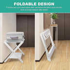 VASMIA Luggage Rack, Folding Suitcase Stand with Storage Shelf Set of 2, Bamboo Luggage Stand for Guest Room,Bedroon and Hotel,Holds up to 131 lb,Fit Most Luggage Size,White