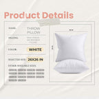 Utopia Bedding 26x26 Pillow Inserts, Set of 2, White – Indoor Decorative Throw Pillows for Bed, Sofa & Couch – Soft, Supportive & Fluffy Cushion Inserts