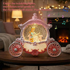Christmas Pink Carriage Snow Globe with Music and Pricess - Christmas Snow Globes - Battery Or USB Cable Powered Operated (Pink Princess)