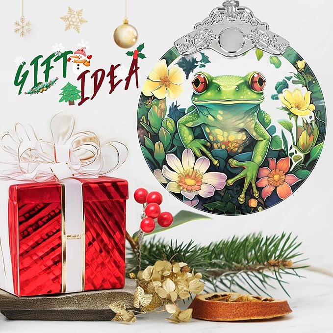 Frog Stained Glass Orament - Christmas Ornament - Christmas Decorations for Tree - Holiday Present ldeas - Gift Exchange