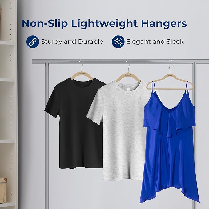 SereneLife 30-Pack Velvet Hangers Ivory – Non-Slip Ultra-Thin Clothes Hangers with 360° Swivel Hooks, Heavy Duty & Space-Saving Suit Hangers for Shirts Pants Jackets Dresses Closet Organization