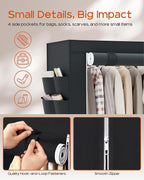 Clothes Rack, Portable Closet, 54.7 Inch Large Capacity Wardrobe Closet with Cover, Clothes Storage Organizer with Shelves and 3 Hanging Rods, Easy to Assembly, Black PCT122B01
