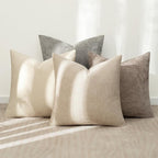 MIULEE Pack of 4 Couch Throw Pillow Covers 16x16 Inch Neutral Beige/Brown Soft Decorative Chenille Pillow Covers Farmhouse Accent Cushion Covers for Boho Spring Home Decor Sofa Bedroom Living Room