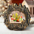 Christmas Snow Globe Lantern Water Glittering Lantern with Snowman 8 Music Songs & 6H Timer Christmas Snow Globes USB & Battery Operated for Christmas Festival Decorations Gifts (Bridge-Snowman)