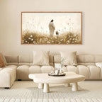 KAIRNE Jesus Canvas Wall Art,Lost Sheep Prints,Neutral Beige Wildflower Wall Decor,Framed Christian Scripture Wall Art,Religious Inspirational Artwork for Living Room Bedroom Church Decor,20X40 inch