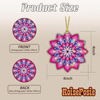 Mandala Flower 4" Vinyl Holographic Hanging Christmas Ornaments - Christmas Decoration for Home, Sun Catcher Gift, Christmas Tree Decor, Aesthetic Suncatcher Decor Gift for Women Man Friend