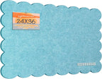 Lightomorrow Scalloped Bulletin Board, 36 x 24 Inches Felt Pin Board - Decorative Cork Alternative for Wall, Foldable Picture Self-Adhesive Vision Prayer Board with 20 Pushpins - Turqoise Blue