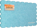 Lightomorrow Scalloped Bulletin Board, 36 x 24 Inches Felt Pin Board - Decorative Cork Alternative for Wall, Foldable Picture Self-Adhesive Vision Prayer Board with 20 Pushpins - Turqoise Blue