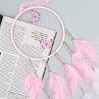 Framendino, Pink Butterflies Dream Catcher with Colorful Feather for Wall Decoration