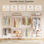 ONBRILL H4 Wall Mounted Closet System, Expandable Industrial Pipe Clothes Rack Clothing Rack for Hanging Clothes, Heavy Duty Closet Organizers and Storage in Wardrobe Closet