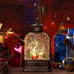 Christmas Snow Globe Decorations, Musical Glitter Gnome Lantern with 6H Timer, USB/Battery Powered Lighted Décor for Home, Tabletop, Gift Box