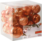 PREXTEX 36 Piece Christmas Ornaments Set - Copper Orange Ornament Balls with 3 Sizes and 6 Styles - Durable, Shatterproof Christmas Bulb Ornaments for Trees, Wreaths, Garlands, and Holiday Decorations