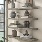Fun Memories 40 Inch Reclaimed Wood Floating Shelves for Wall, 8 Inch Deep Rustic Farmhouse Floating Shelf with Invisible Bracket for Living Room, Bathroom & Kitchen, Grey