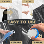 Hanging Vacuum Storage Bags,Hanging Vacuum Sealer Storage Space Saver Bags for Clothes, Suits, Coats, Dresses or Jackets, Reusable Compressed Vacuum Bags Closet Organizers,Long 5 Pack(53.1x27.6in)