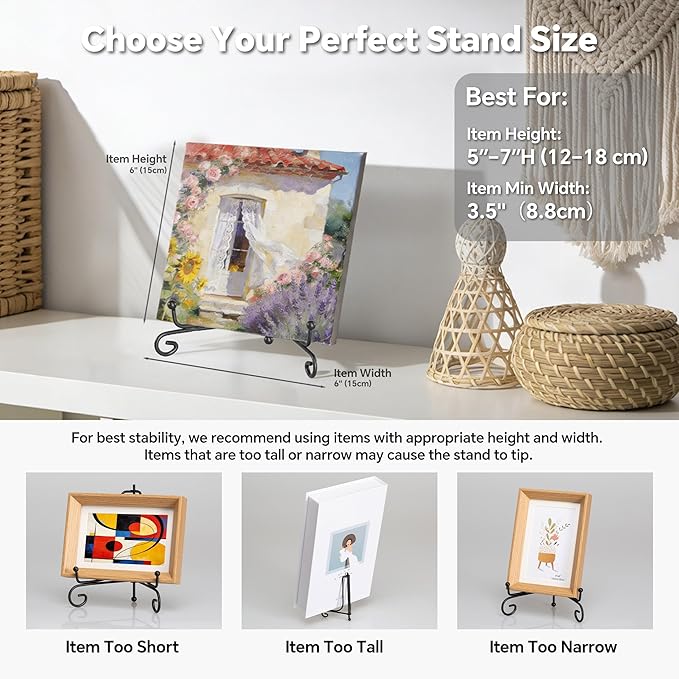 Artliving Plate Stands for Display, 5 Inch Black Iron Easel Plate Display Photo Holder Stand, Displays Picture Frames, Decorative Plates, Tablets and Art (4 pack)