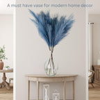 Large Glass Vase for Floor, 15" Tall Clear Glass Floor Vase for Pampas Grass and Long Stem Flowers, Big Glass Vase Decor for Living Room Bedroom, Clear Vase