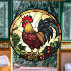 Stained Glass Window Hanging, Colorful Big Cock Sun Catcher for Window Door Home Decor, Chicken Suncatcher Christmas Mother's Day Birthday Gifts for Women Men Mom and Nana 15 in
