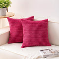 Aegero Pack of 2 Corduroy Decorative Throw Pillow Covers 22x22 Inch Soft Striped Pillow Covers Modern Farmhouse Home Decor for Sofa Living Room Couch Bed（Rose Red）