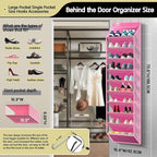 10 Tier Over The Door Organizer - Heavy Duty Hanging Storage Rack with Sturdy Oxford Fabric, Holds 20+ Pairs of Footwear, Boots & Sneakers, Saves 50% Closet Space! (Pink)