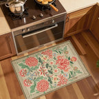 GarveeHome Camel Pink Floral 2x3 Door Mat Indoor Rugs for Entryway Small Taupe Brown Vintage Boho Cottage Washable Non-Slip Low-Pile Rug for Bedroom Kitchen Bathroom Entrance